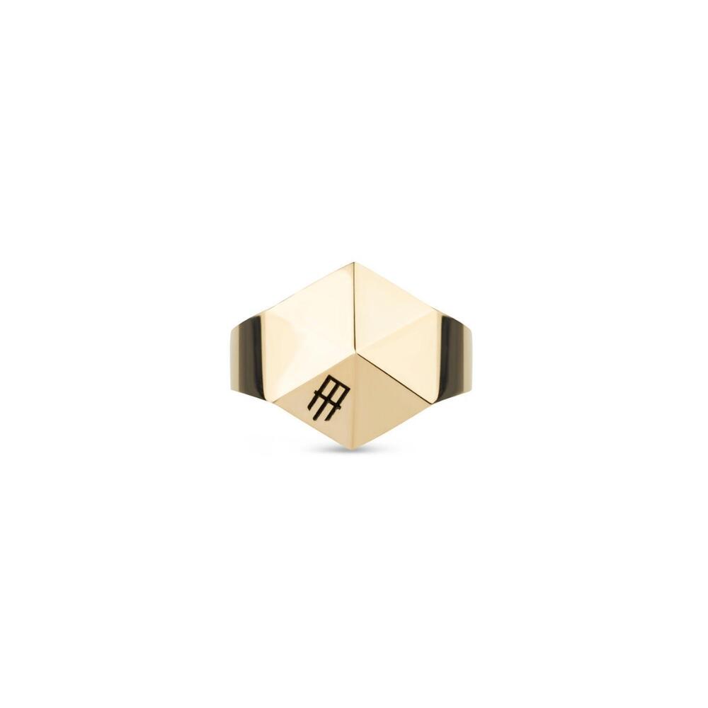NEW MISSION ATELIER men's water 14 karat yellow gold signet ring in gold